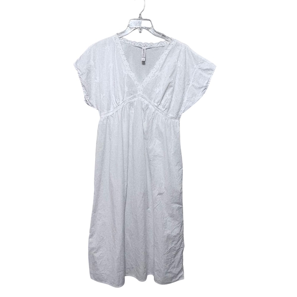 Gilligan & O'Malley White Cotton Eyelet Lace Embroidered Nightgown Dress Large